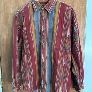 Territory Ahead Aztec Shirt Men's Large Vintage 90s, Southwest